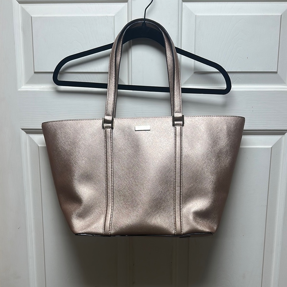 Kate Spade Silver Tote Bag with Luxurious Sheen